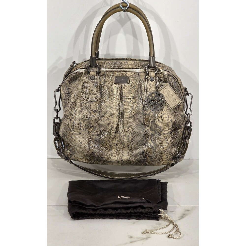 Coach Y2K Kristin Pleated Satchel Hobo Metallic Leather Snake Purse Indie Sleaze